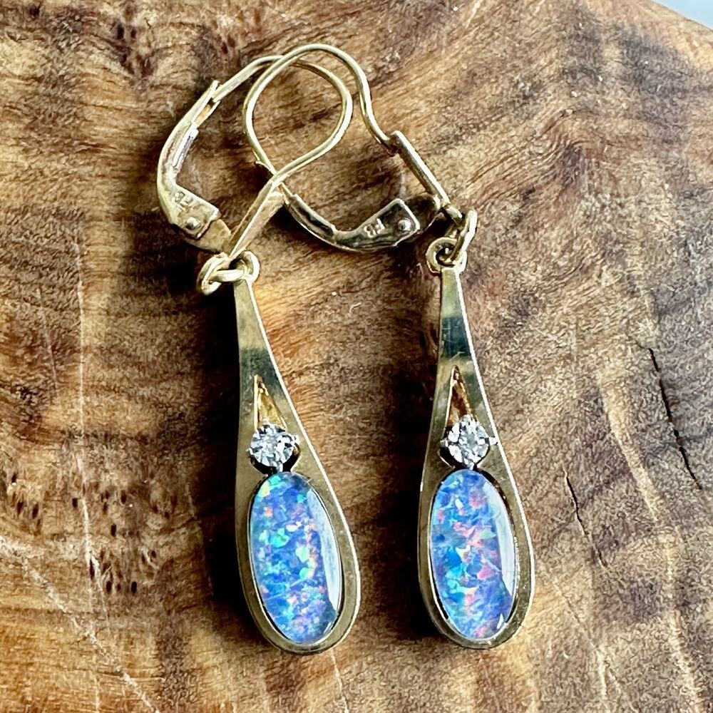 Franz Breuning 14k Opal Diamond Earrings